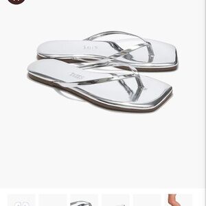 Current season tkees square toe Lily mirror tkees chrome Flip-Flops size us 9.